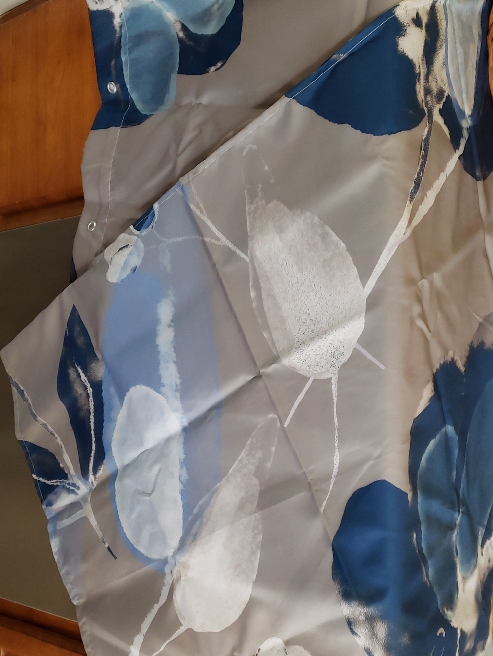 Blue and Gray Floral Shower Curtain 67x72
